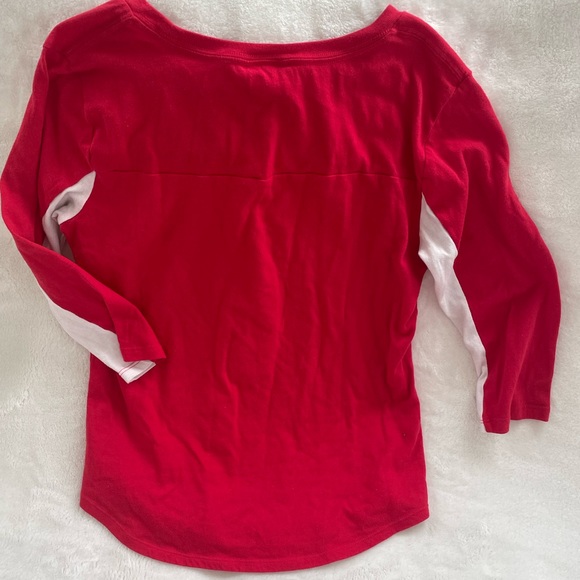 PINK Victoria’s Secret Red Baseball Tee with White Logo size Small - Picture 2 of 7
